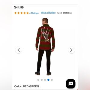 Freddy Krueger Claw Flannel Shirt A Nightmare on Elm Street Size Men Large